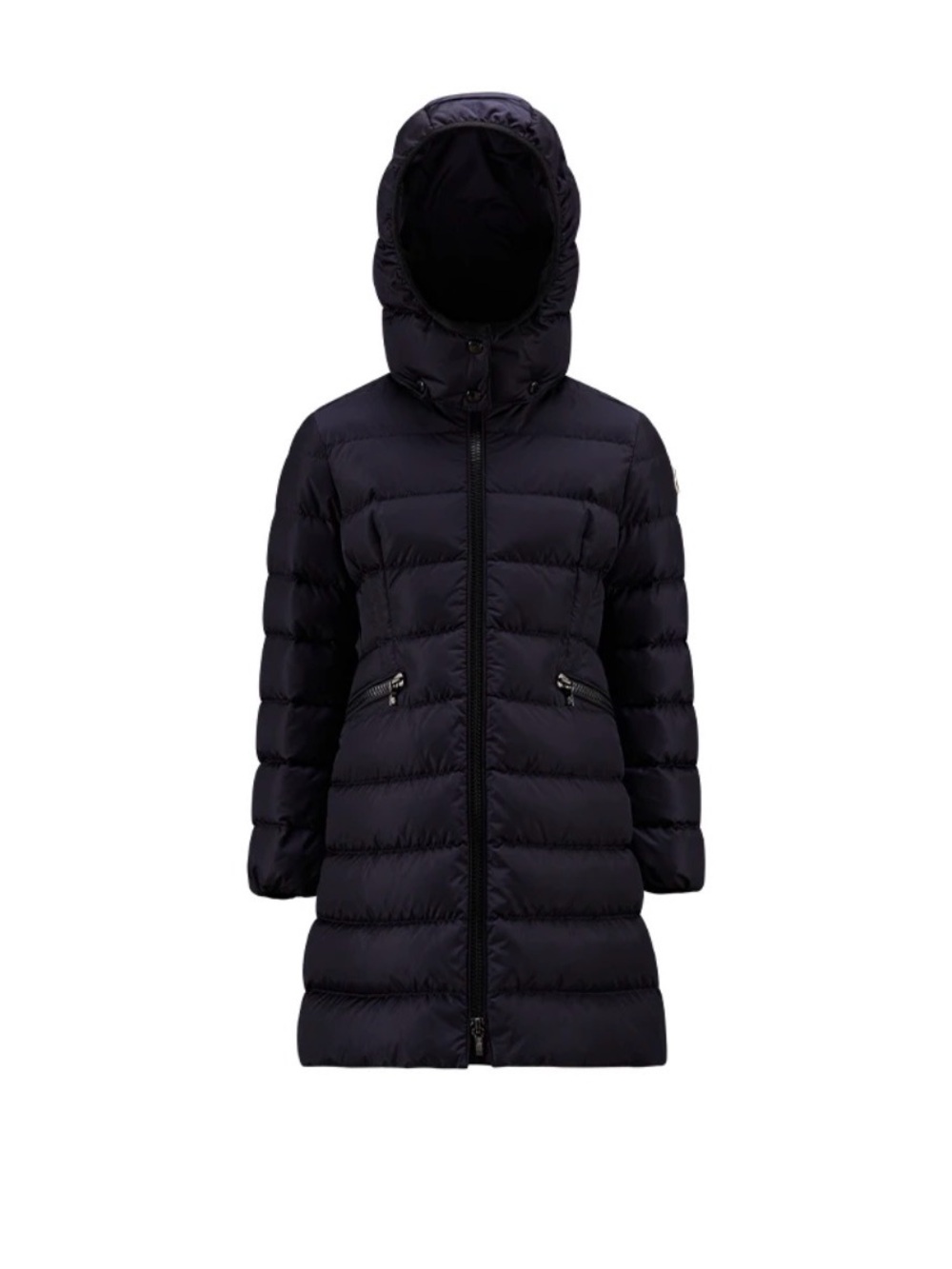 Moncler charpal long down jacket girls Black Hooded Puffer Coat
